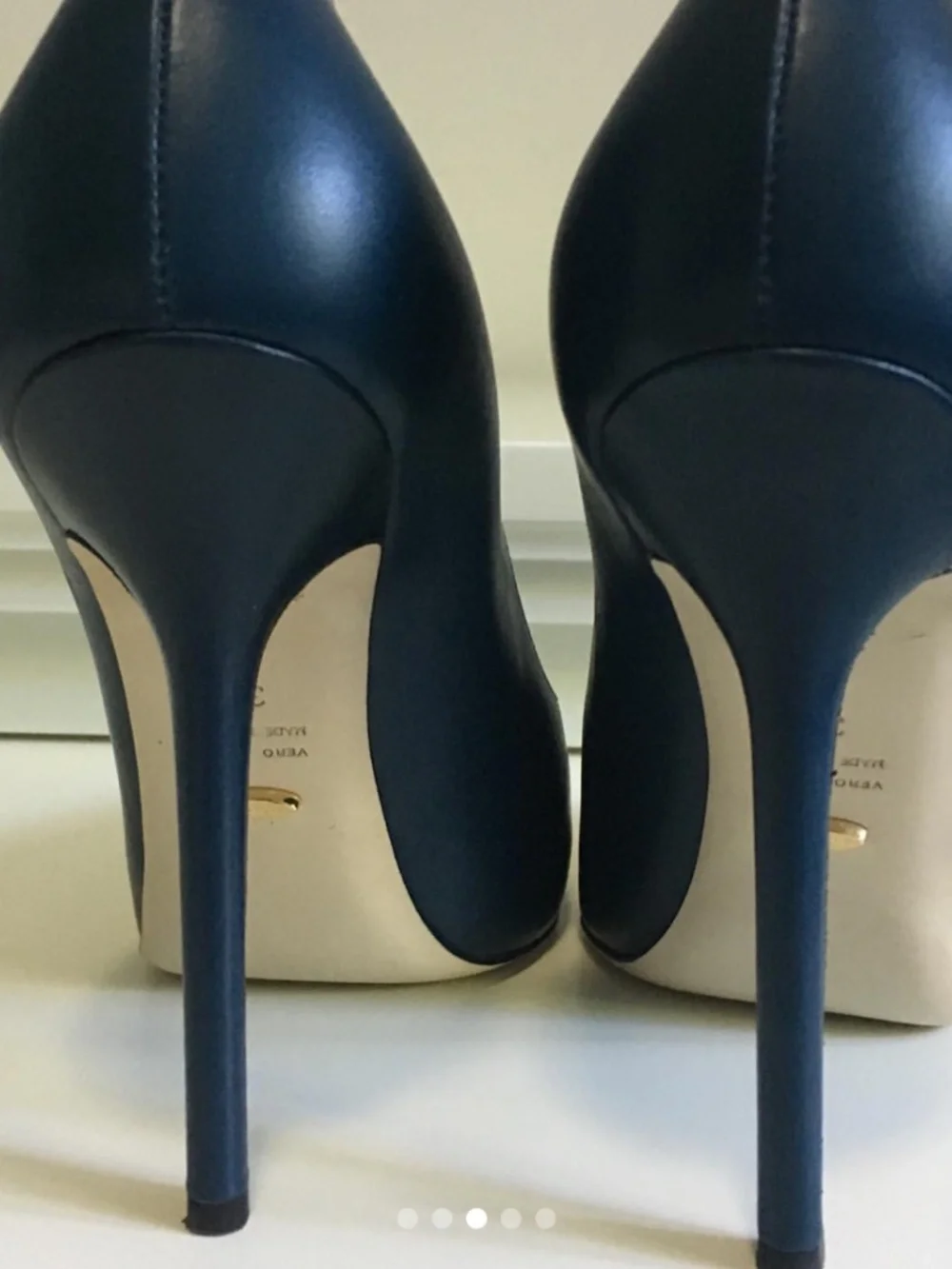 Sergio Rossi Navy Blue Leather Platform Pumps Stiletto Heels Size 37 / US 7